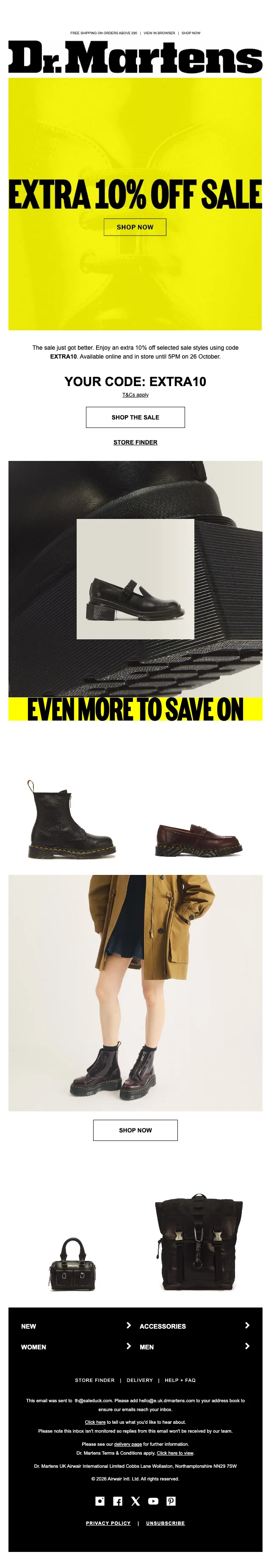 Proof of coupon - Dr. Martens - โคดสวนลด: [[ลดเพิ่ม 10%]] สำหรบสนคาลดราคาบางรายการ ออนไลนและทราน