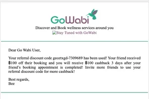 Your referral discount code has been used!