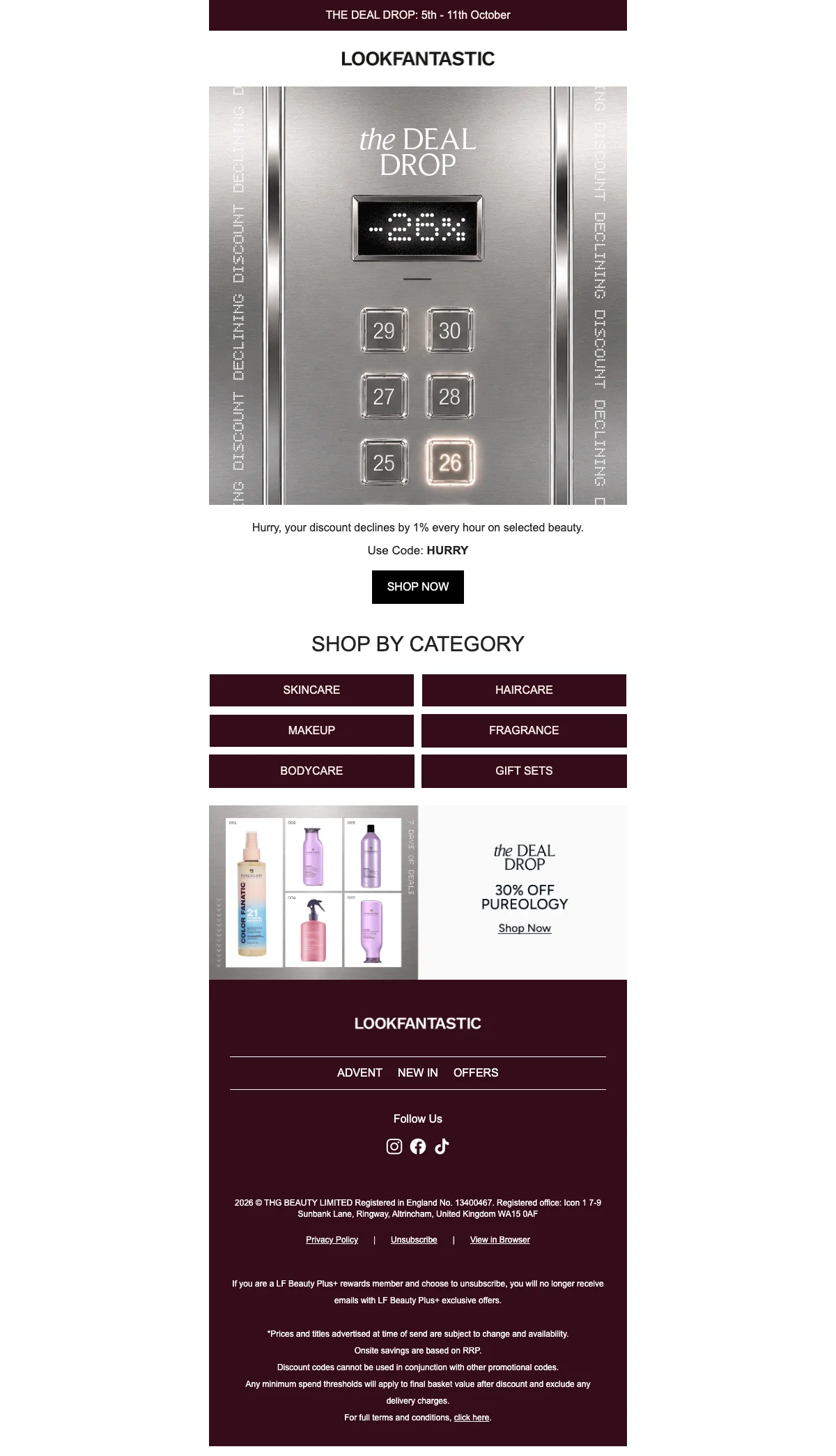 Proof of coupon - LookFantastic - โคดสวนลด: [[ลด 30%]] สำหรบผลตภณฑบวตทรวมรายการ, สวนลดลดลง 1% ทกชวโมง