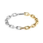 Contrast Link Bracelet Two Tone Gold