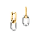 Contrast Link Earrings Two Tone Gold