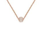 Pave Orb White Crystal Rose Gold Charm + Chain Necklace RG