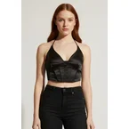 Satin Halter Corset Crop Top