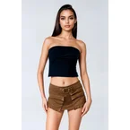 Faux Suede Studded Skort