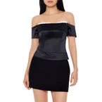 Satin Off-the-Shoulder Crop Top