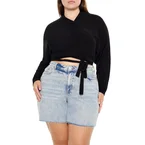 Plus Size Sweater-Knit Wrap Top