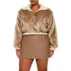 Plus Size Cropped Faux Fur Jacket