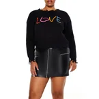 Plus Size Love Embroidered Sweater