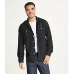 Men's Long Sleeve Hooded Shirt Jacket: Stretch Twill