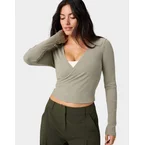 เสื้อแขนยาวผู้หญิง Modal Rib