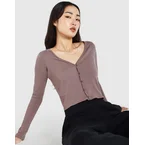 เสื้อแขนยาวผู้หญิง Modal Rib Cardigan